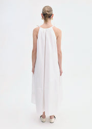 Gathered Halter Dress in Cotton Poplin - White - CO Collections